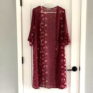 Floral kimono with ruffle sleeve